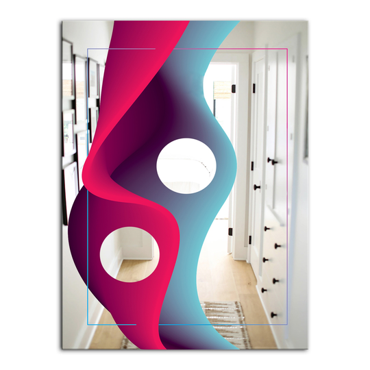 Designart Nebulous Waves 10 Rectangular 35.4-in L x 23.6-in W Polished Mid-Century Red Wall Mounted Mirror