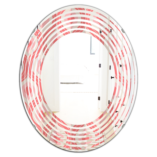 Designart 31.5-in Retro Drop Design I Modern Oval Mirror - Pink