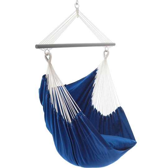 Vivere Royal Blue Polyester Hammock Chair with Pillows and Built-In Pockets