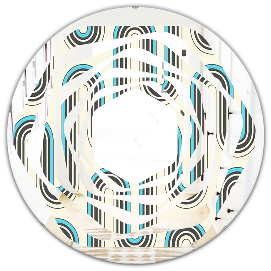 Designart 24-in Round Grey Retro Geometrical Abstract Minimal Pattern IV Polished Wall Mirror
