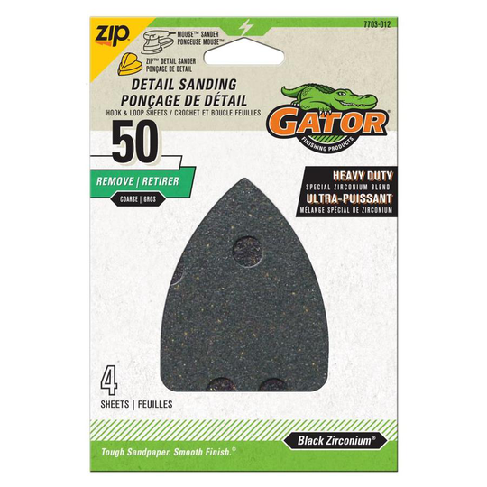 Gator 4-Pack 50-Grit 4-3/4-in W x 8-1/4-in L Detail Sanding Sandpaper