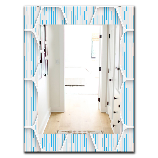 Designart Canada 35.4-in L x 23.6-in W Rectangle White and Blue Scandinavian Polished Wall Mirror
