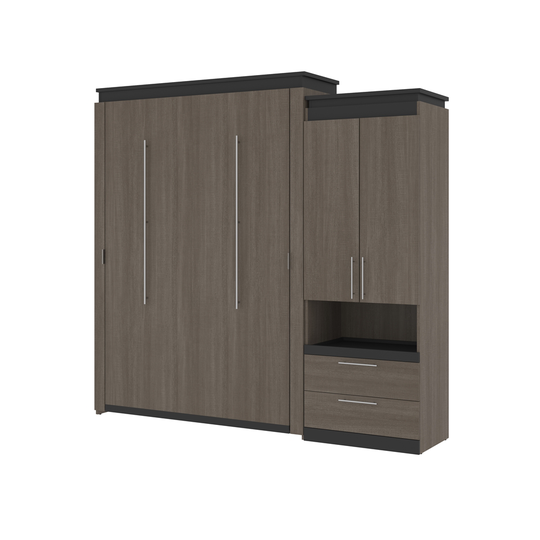Bestar Orion Queen Murphy Bed with Integrated Storage (Graphite & Bark Grey)