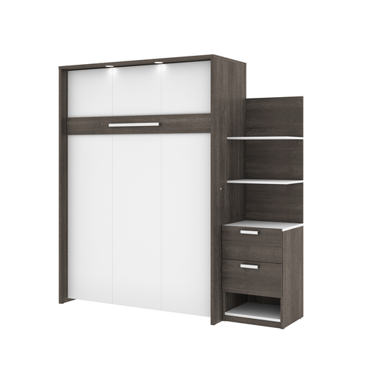 Bestar Cielo Full Murphy Bed Integrated Storage - Bark Grey & White