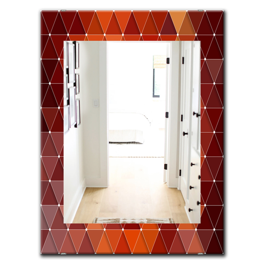 Designart 35.4-in x 23.6-in Triangular Colourfields Modern Mirror - Red