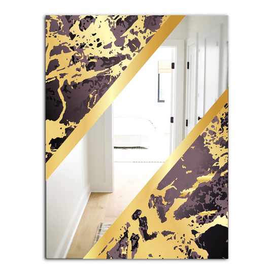 Designart Capital Gold Sleek 14 Rectangular 35.4-in L x 23.6-in W Polished Glam Wall Mounted Mirror