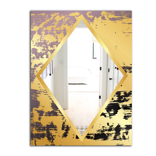 Designart Marbled Marvellous 5 Rectangular 35.4-in L x 23.6-in W Polished Glam Gold Wall Mounted Mirror