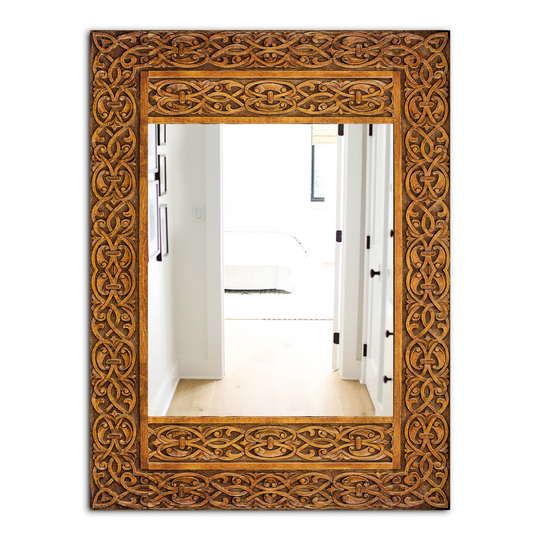 Designart 35.4-in x 23.6-in Brown Old Door Traditional Mirror