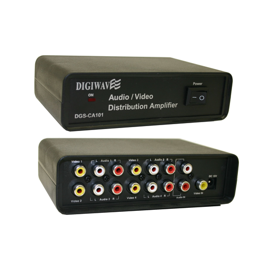 Digiwave 4 -Way Black A/V Distributor with Amplifier