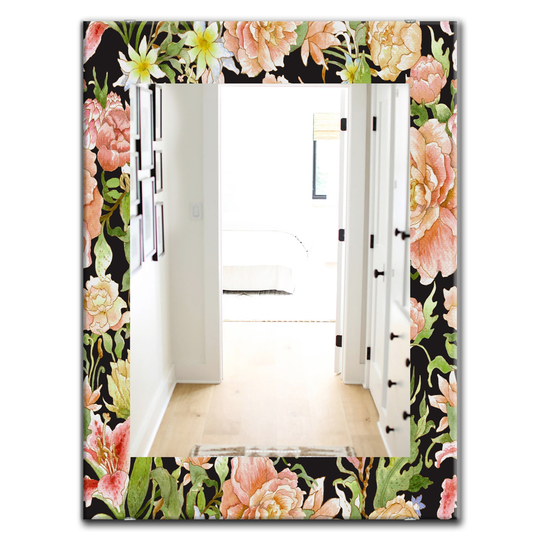 Designart Canada 35.4-in L x 23.6-in W Rectangle Obsidian Bloom Traditional Polished Wall Mirror