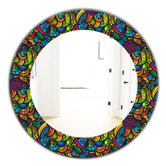 Designart 24-in x 24-in Obsidian Bloom Bohemian and Eclectic Mirror in Black