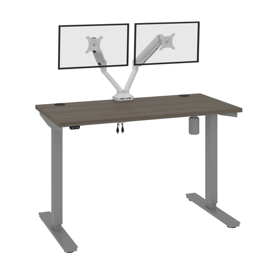 Bestar Upstand 48-in Standing Desk with Dual monitor arm - Bark Grey