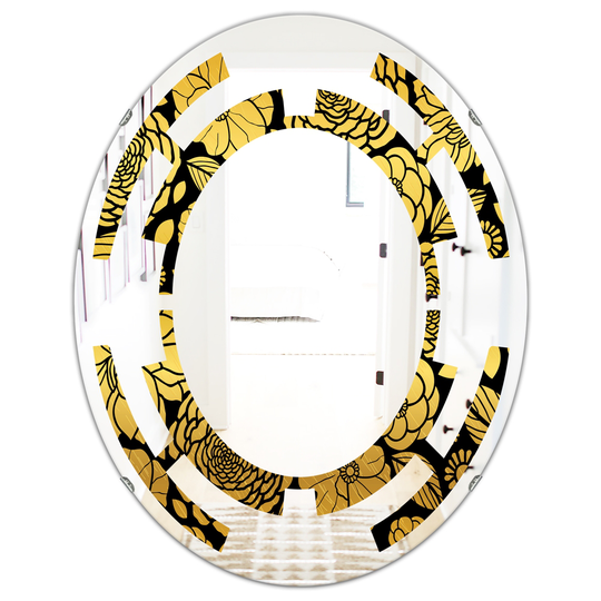 Designart Oval Gold 31.5-in L x 23.7-in W Floral II Polished Wall Mirror