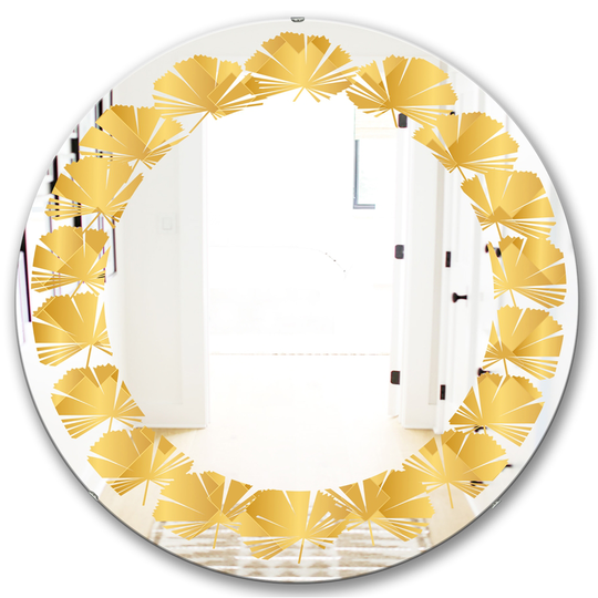 Designart 24-in x 24-in Golden Geometric I Modern Round Mirror