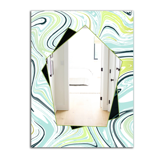 Designart Marbled Diamond 12 Rectangular 35.4-in L x 23.6-in W Polished Modern Black Wall Mounted Mirror