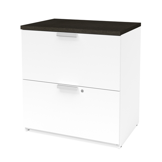 Bestar Pro-Concept Plus 2-Drawer File Cabinet, White and Deep Grey