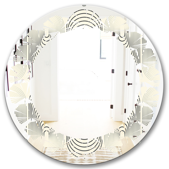 Designart 24-in Grey Round Monochrome Geometric Pattern X Polished Wall Mirror