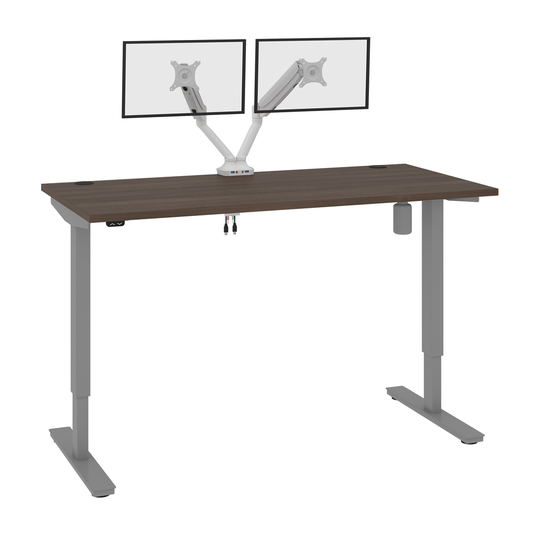 Bestar Upstand 60-in Standing Desk with Dual monitor arm - Antigua