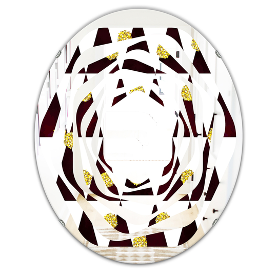 Designart Gold Polka Dot Pattern II Modern Oval Wall Mirror in Black