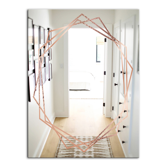 Designart Copper Minimal 7 Rectangular 35.4-in L x 23.6-in W Polished Glam Brown Wall Mounted Mirror