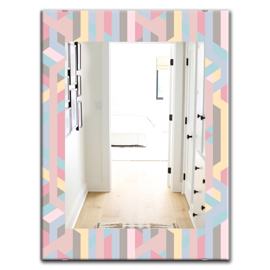 Designart Canada 35.4-in L x 23.6-in W Rectangle Pink Pastel Dreams Polished Wall Mirror