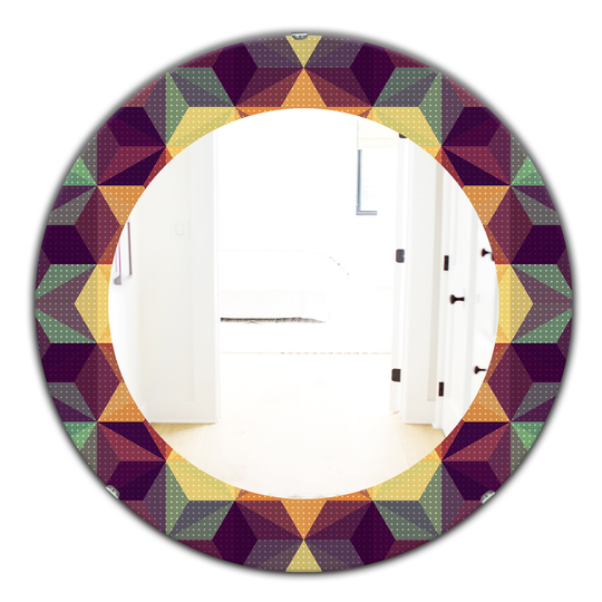 Designart Canada 24-in L x 24-in W Round Triangular Colourfields Polished Wall Mirror