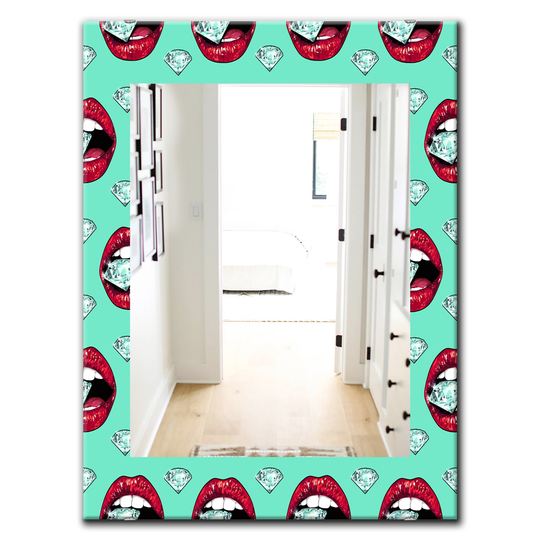 Designart 35.4-in x 23.6-in Green Hot Lips Bohemian and Eclectic Mirror