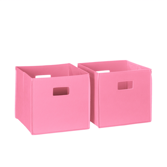 RiverRidge Home Folding Storage Bins - Fabric - 10.5-in x 10-in x 10.5-in - Pink - 2-Pack