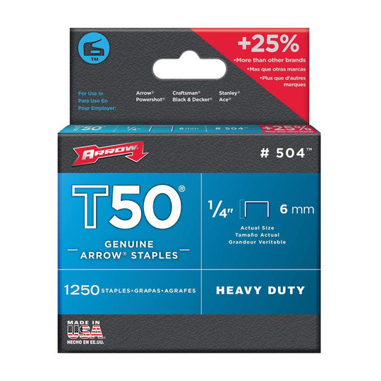 Arrow T50 1/4-in Heavy-Duty Staples (1,250-Count)