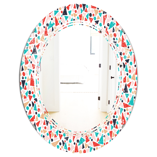 Designart Oval 31.5-in L x 23.7-in W Multicolour Retro Abstract Pattern Design II Polished Wall Mirror
