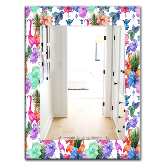 Designart 35.4-in x 23.6-in Purple Flamingo Bohemian and Eclectic Mirror
