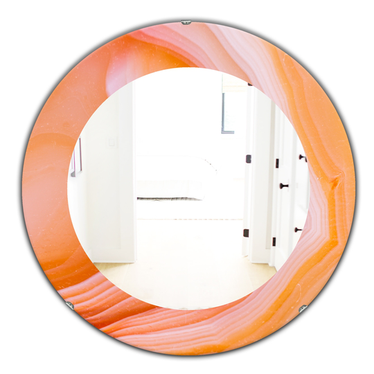 Designart Canada 24-in L x 24-in W Round Orange Marbled Geode Polished Wall Mirror