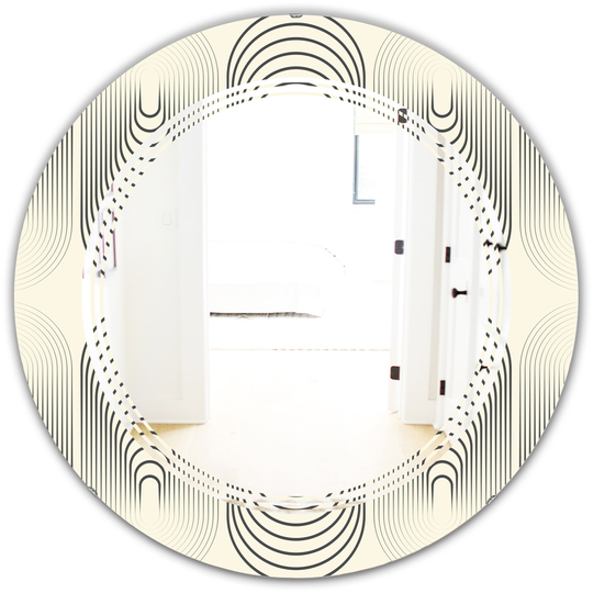 Designart 24-in Round Grey Monochrome Geometric Pattern X Modern Polished Wall Mirror