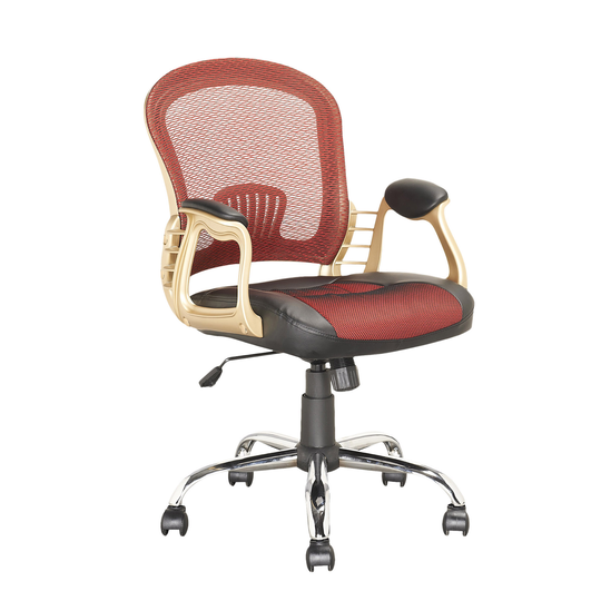 CorLiving 19.50-in x 19.25-in Black Leatherette and Red Mesh Office Chair