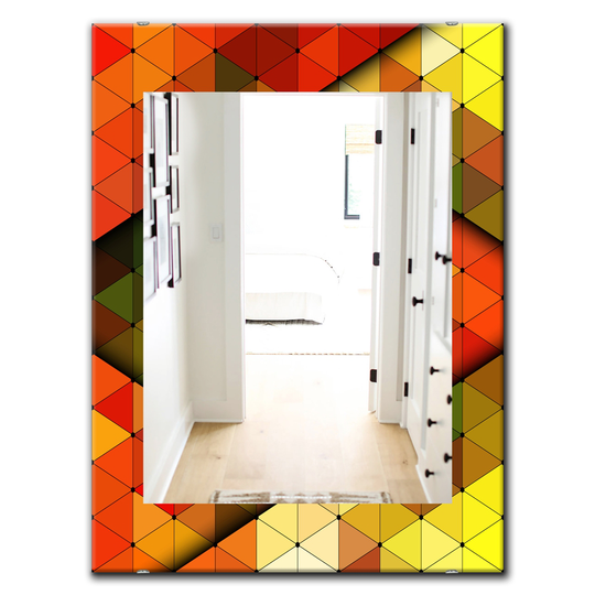 Designart 35.4-in x 23.6-in Triangular Colourfields Modern Mirror in Red