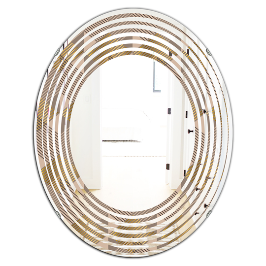 Designart 31.5-in L x 23.7-in W Brown Oval Retro Square Design VI Polished Wall Mirror