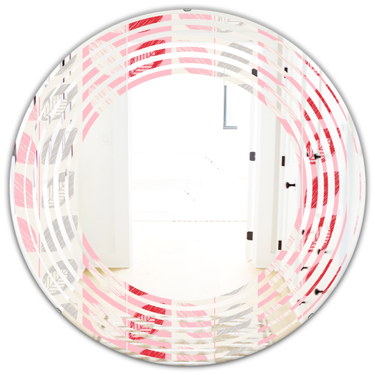 Designart 24-in x 24-in Botanical Retro Design I Modern Round Mirror in Pink