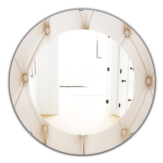 Designart 24-in x 24-in Ivory/Cream Leather Print II Modern Mirror