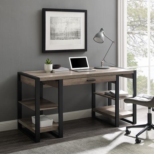 Walker Edison Wood Computer Desk - 60-in - Grey Wash