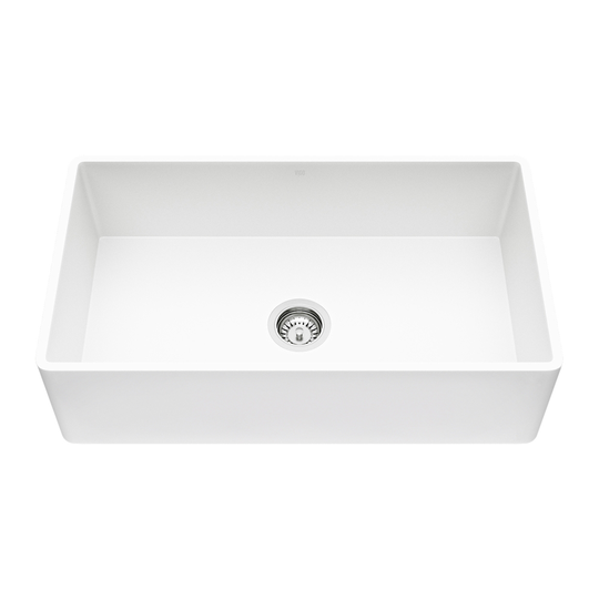 VIGO Matte Stone White Kitchen Sink - Single Bowl - 39-in x 25-in
