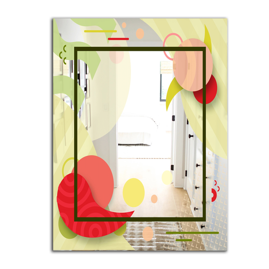 Designart Groovy Jungle 16 Rectangular 35.4-in L x 23.6-in W Polished Modern Red Wall Mounted Mirror