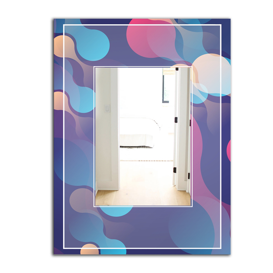 Designart Lava Reunion Rectangular 35.4-in L x 23.6-in W Polished Mid-Century Blue Wall Mounted Mirror
