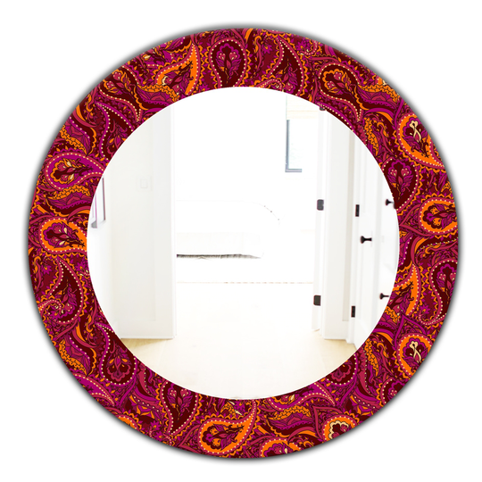 Designart 24-in x 24-in Red Paisley Bohemian and Eclectic Mirror