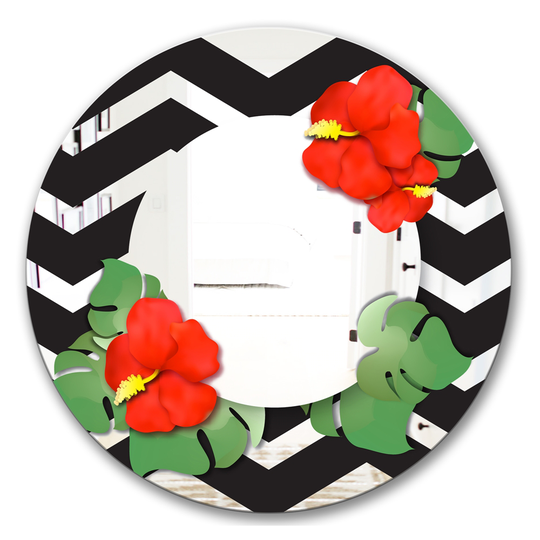 Designart Canada 24-in L x 24-in W Round Botanicals Polished Wall Mirror