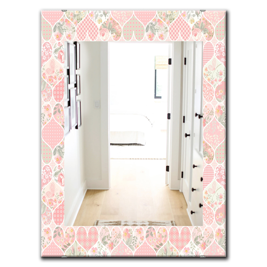 Designart 35.4-in x 23.6-in Pink Blossom Traditional Mirror