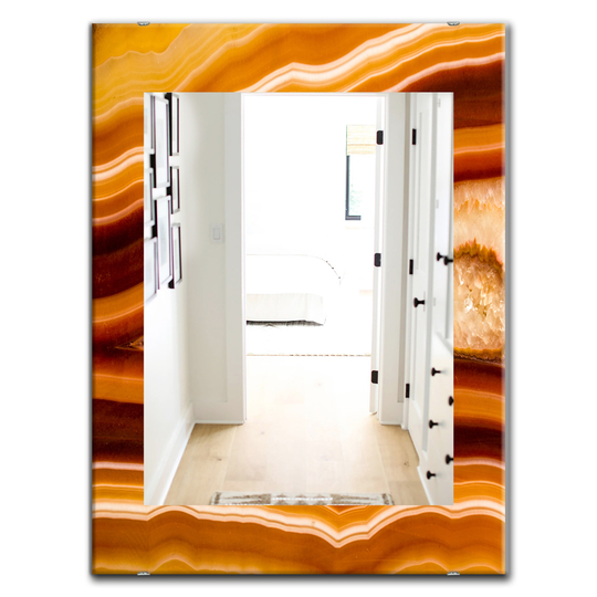 Designart 35.4-in x 23.6-in Brown Marbled Geode Traditional Mirror