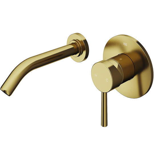 VIGO Olus Wall Mount Bathroom Faucet in Matte Brushed Gold