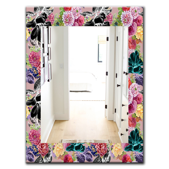 Designart Canada 35.4-in L x 23.6-in W Rectangle Multicolour Blossom Polished Wall Mirror