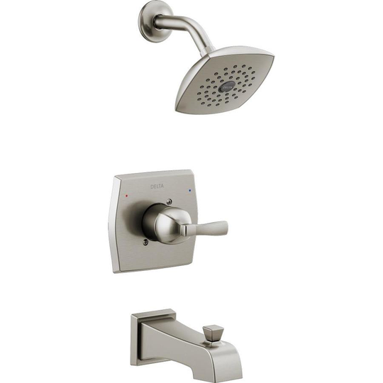 DELTA Flynn Monitor 14 Series Single Handle Tub and Shower with Valve in Stainless Steel