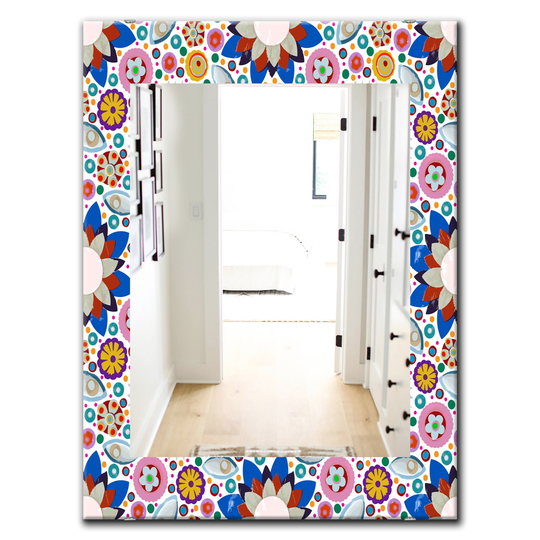 Designart 35.4-in x 23.6-in Red/Pink Blossom Bohemian and Eclectic Mirror